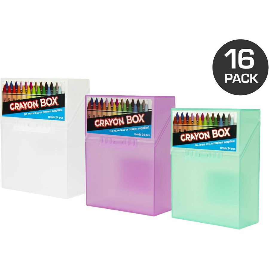 It's Academic Crayon Box with Hinged Lid, 16-Pack, angle 2