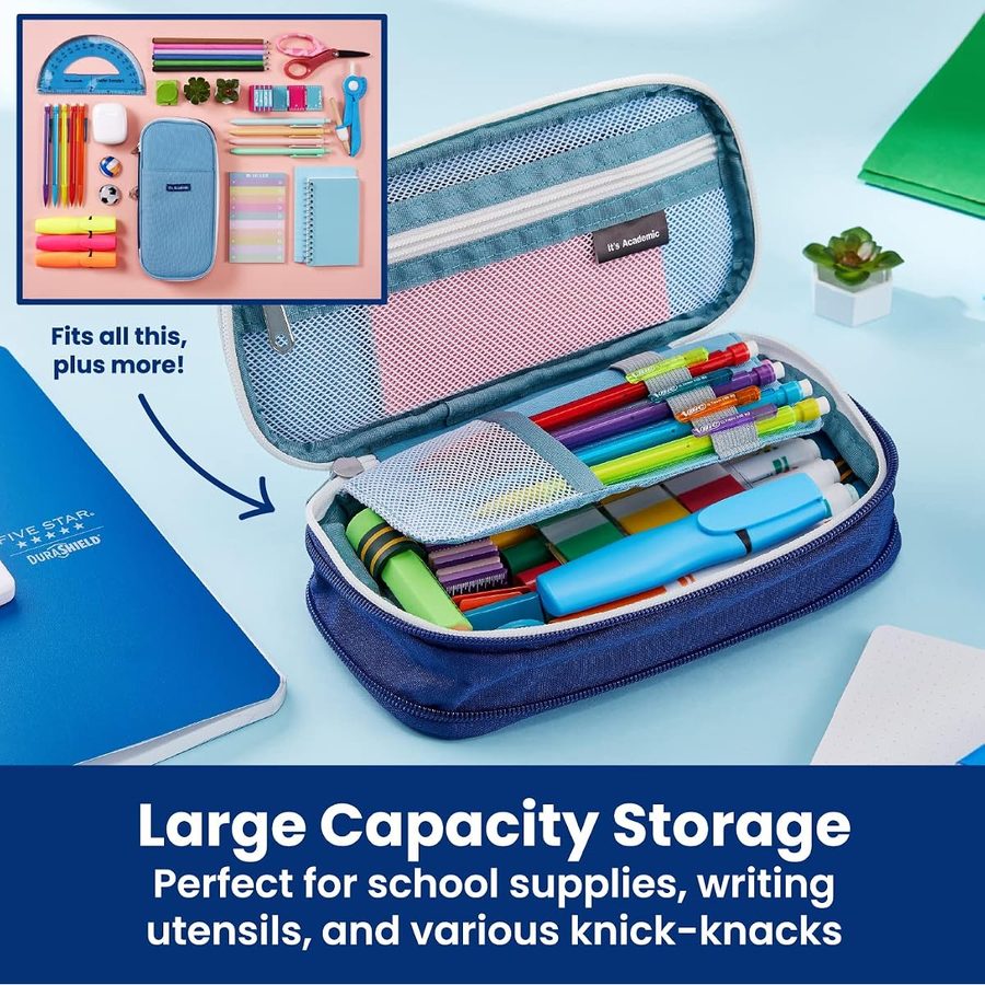 It's Academic Expanding Pencil Case, Blue, angle 2