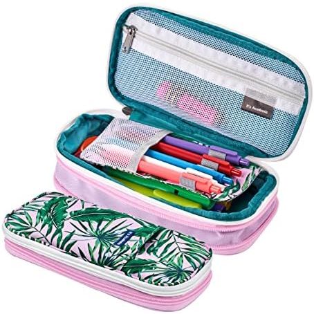It's Academic Expanding Pencil Case, Palm Tree Design, Pink