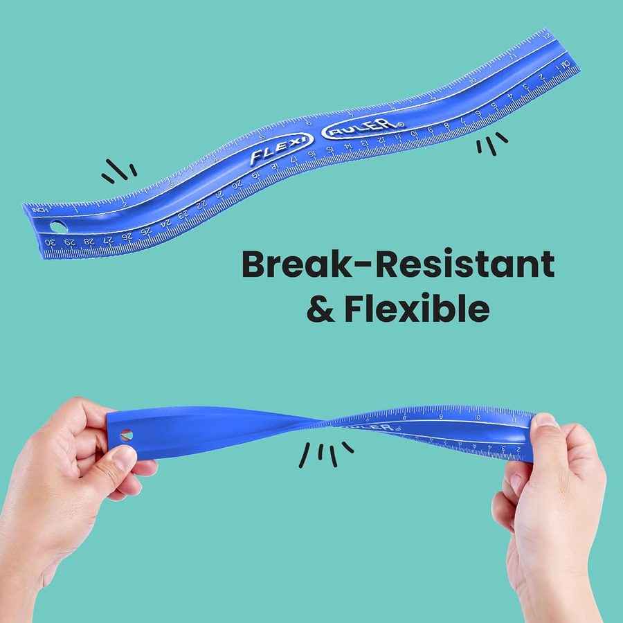 It's Academic Flexi Rulers, 12-Inch Flexible Ruler, Blue, 12-Pack, angle 3