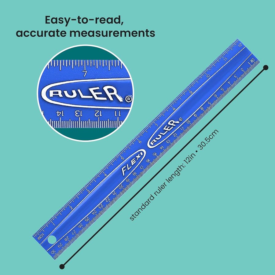 It's Academic Flexi Rulers, 12-Inch Flexible Ruler, Blue, 12-Pack, angle 4