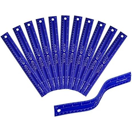 It's Academic Flexi Rulers, 12-Inch Flexible Ruler, Blue, 12-Pack