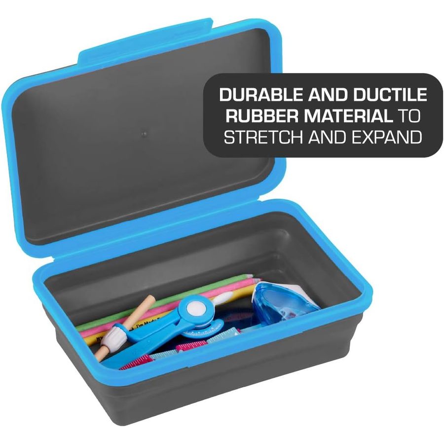 It's Academic Flexi Storage Box with Lid, Blue and Black, angle 3