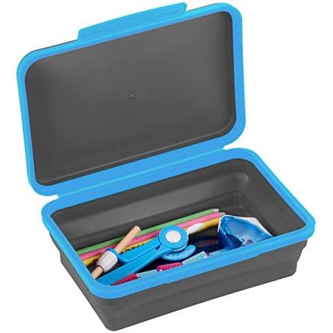 It's Academic Flexi Storage Box with Lid, Blue and Black