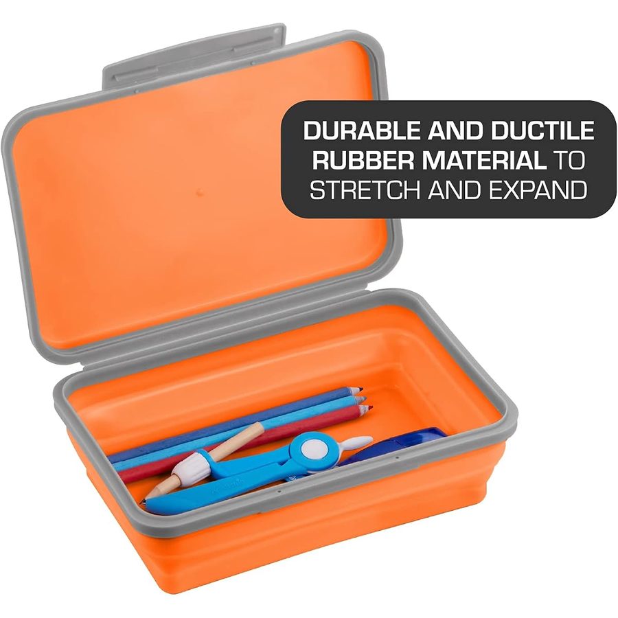 It's Academic Flexi Storage Box with Lid, Orange, angle 3