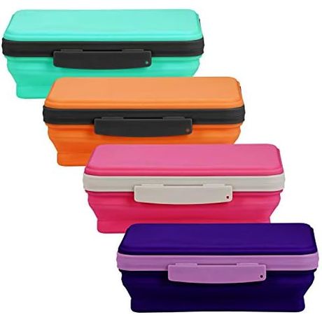 It's Academic Flexi Storage Boxes with Lids, Assorted 4-Pack