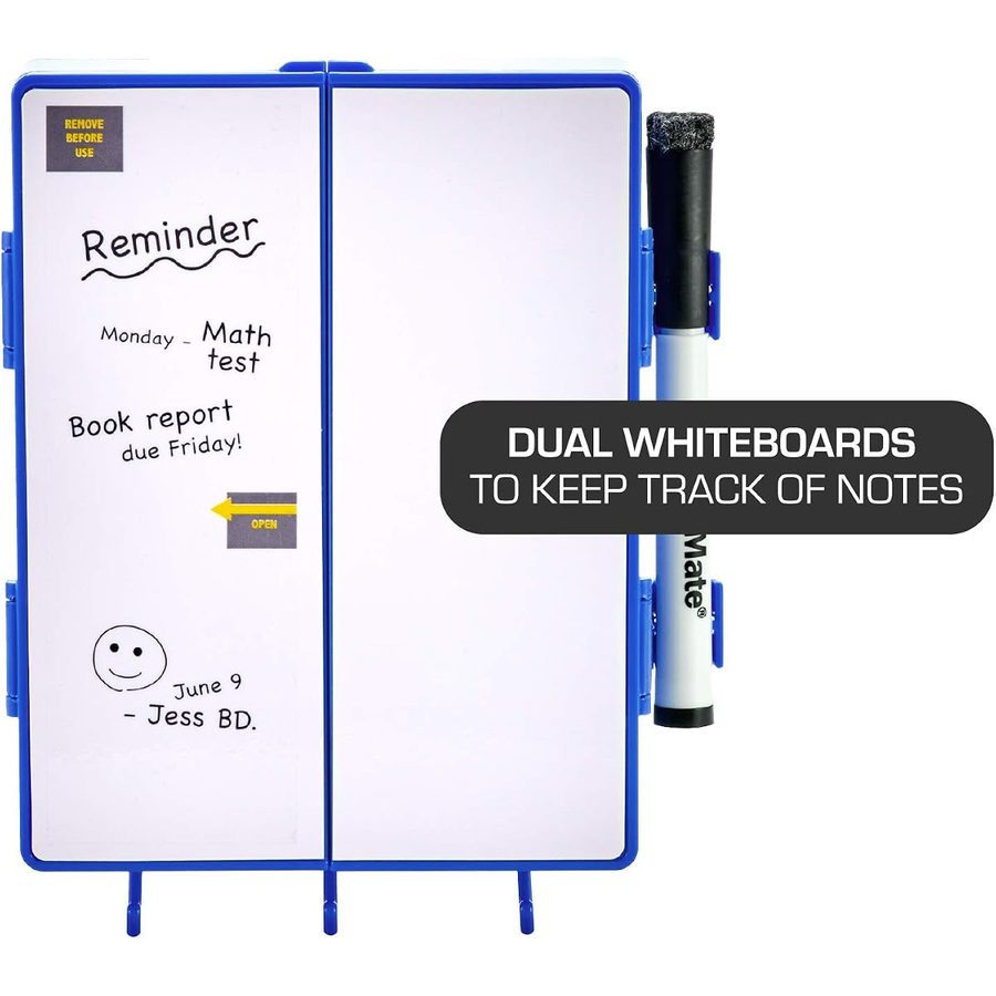It's Academic LockerMate Magnetic Locker Vanity with Lighted Mirror, Blue, angle 2