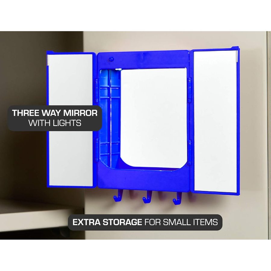 It's Academic LockerMate Magnetic Locker Vanity with Lighted Mirror, Blue, angle 5