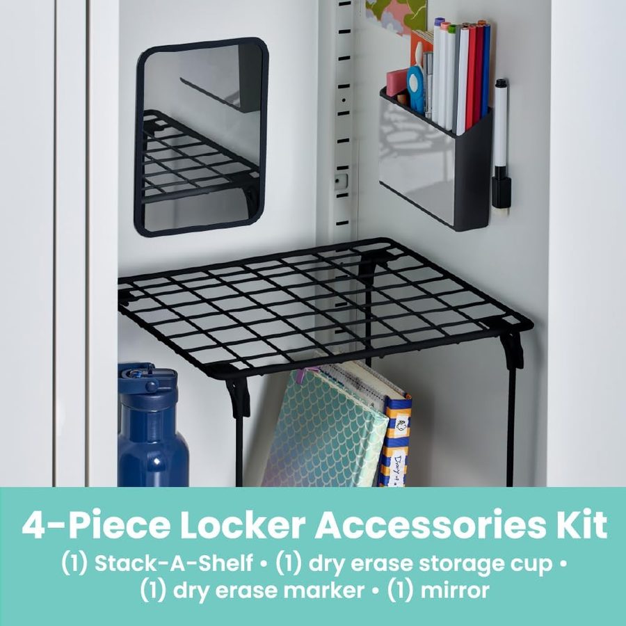LockerMate by Bostitch 4-Piece Locker Kit with Stac-A-Shelf, Charcoal, angle 4