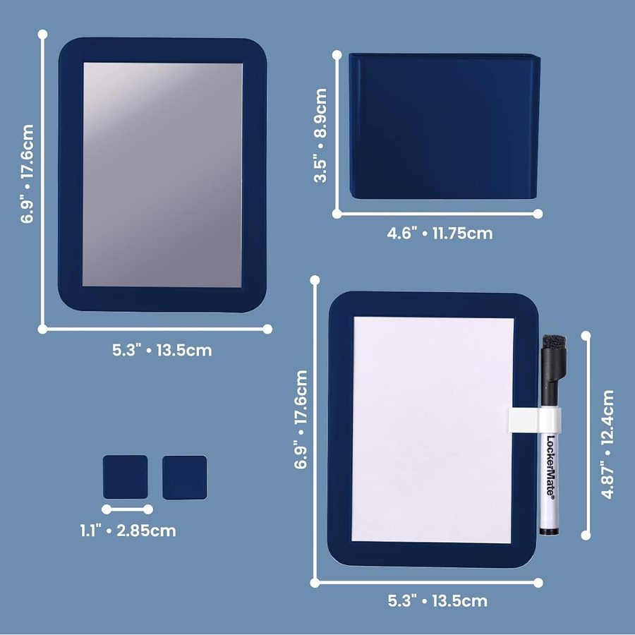 LockerMate 6-Piece Magnetic Locker Organizer Kit, Navy, angle 3