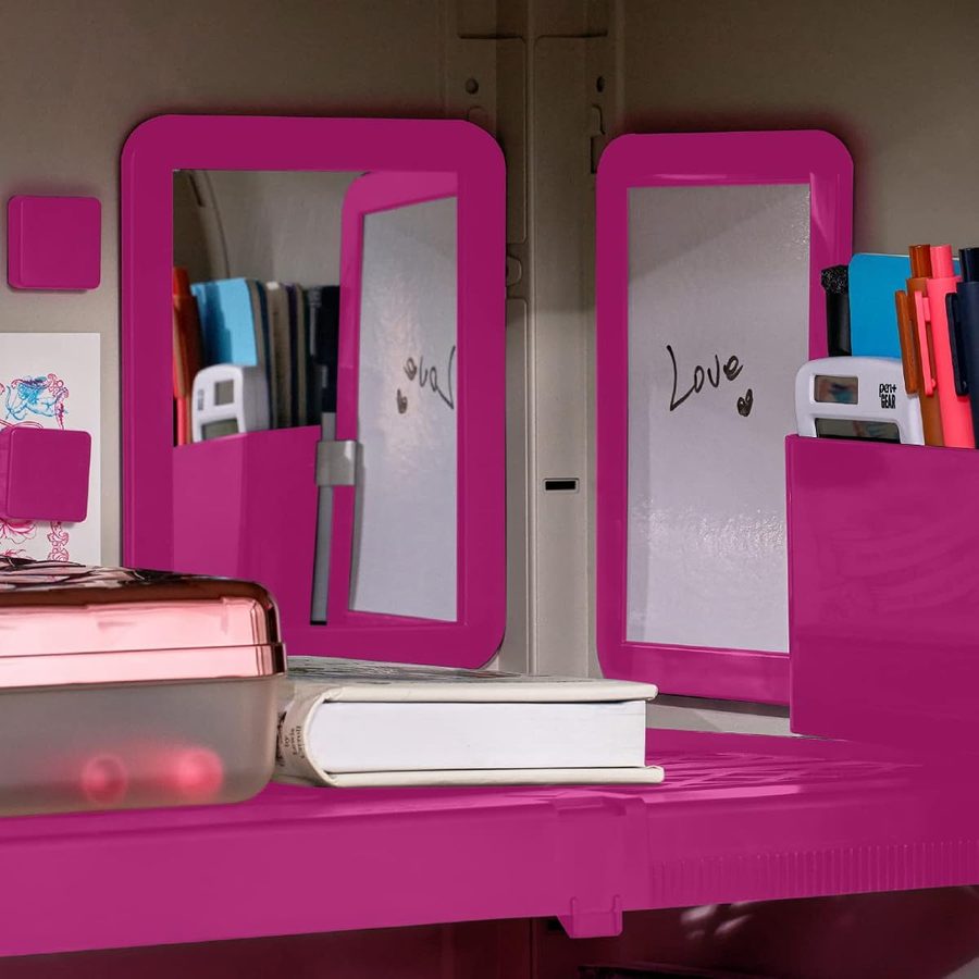 LockerMate 6-Piece Magnetic Locker Organizer Kit, Pink, angle 2