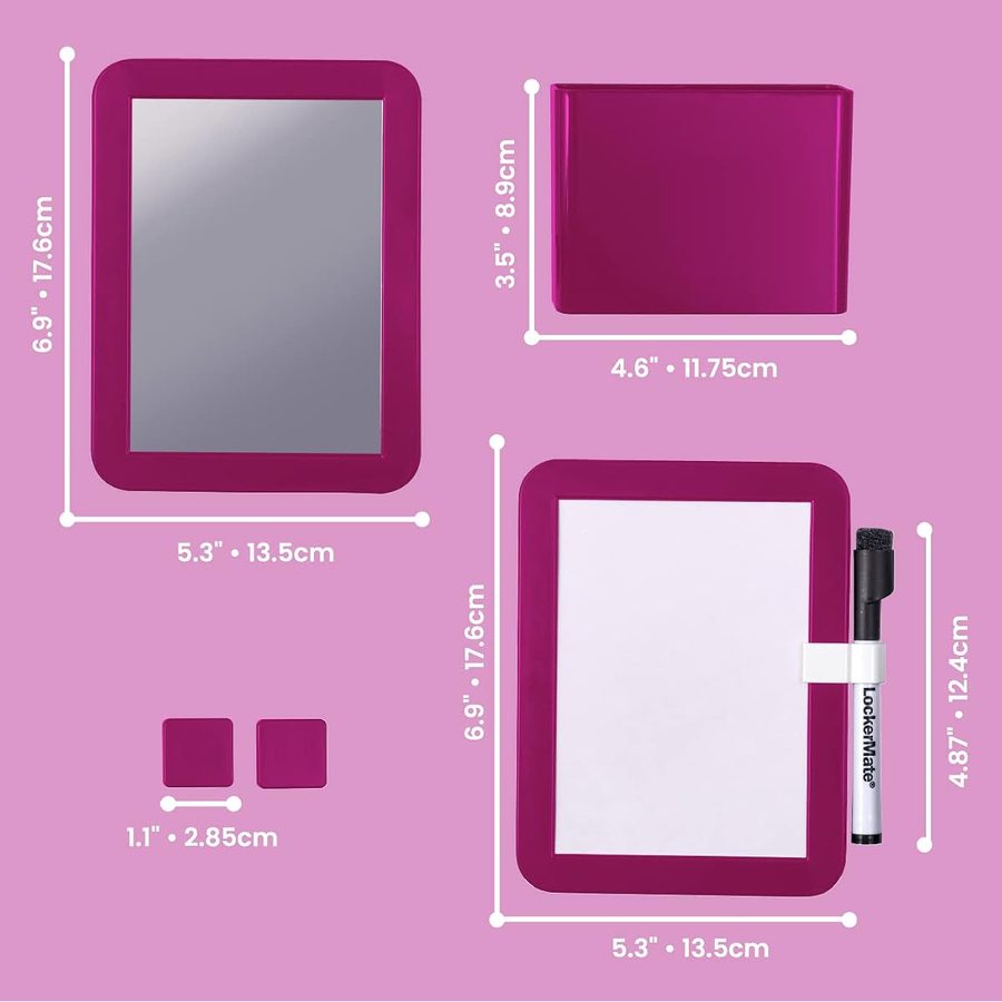 LockerMate 6-Piece Magnetic Locker Organizer Kit, Pink, angle 3