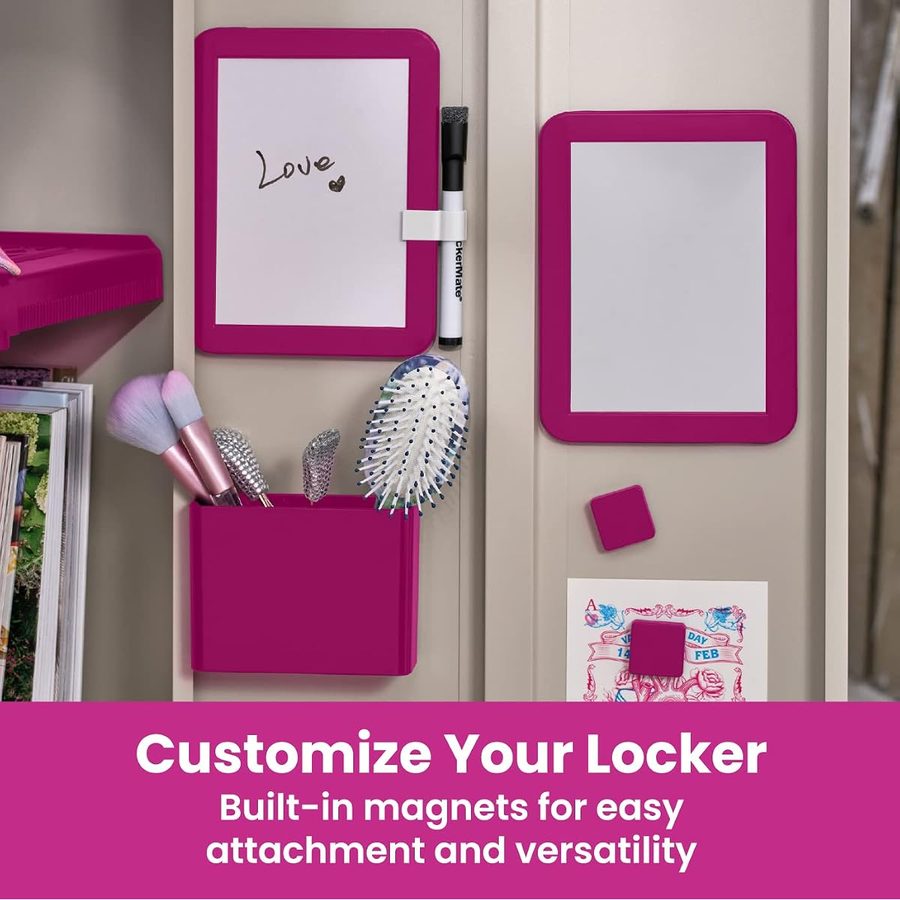 LockerMate 6-Piece Magnetic Locker Organizer Kit, Pink, angle 5