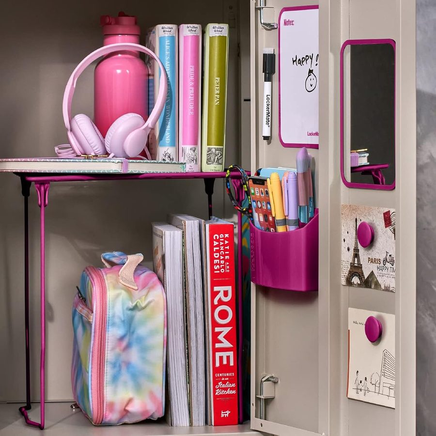 LockerMate by Bostitch 7-Piece Locker Kit with Wire Shelf, Pink, angle 2