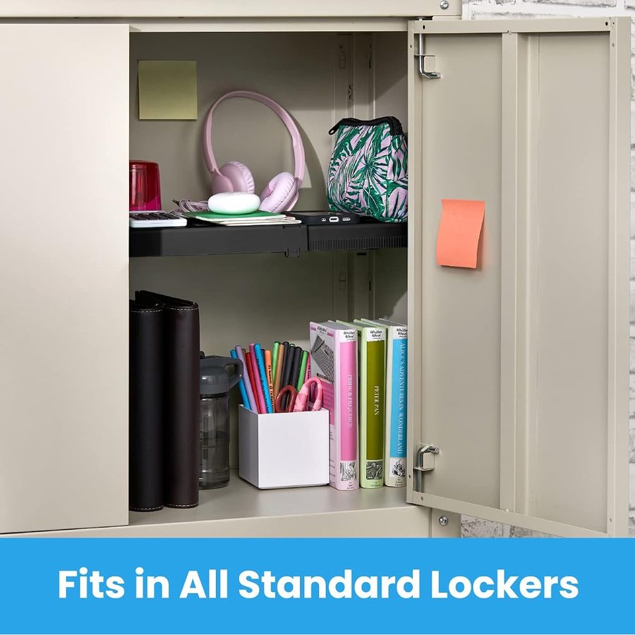 LockerMate Adjust-A-Shelf Locker Shelf, Holds Up to 10 lbs, Black, angle 5