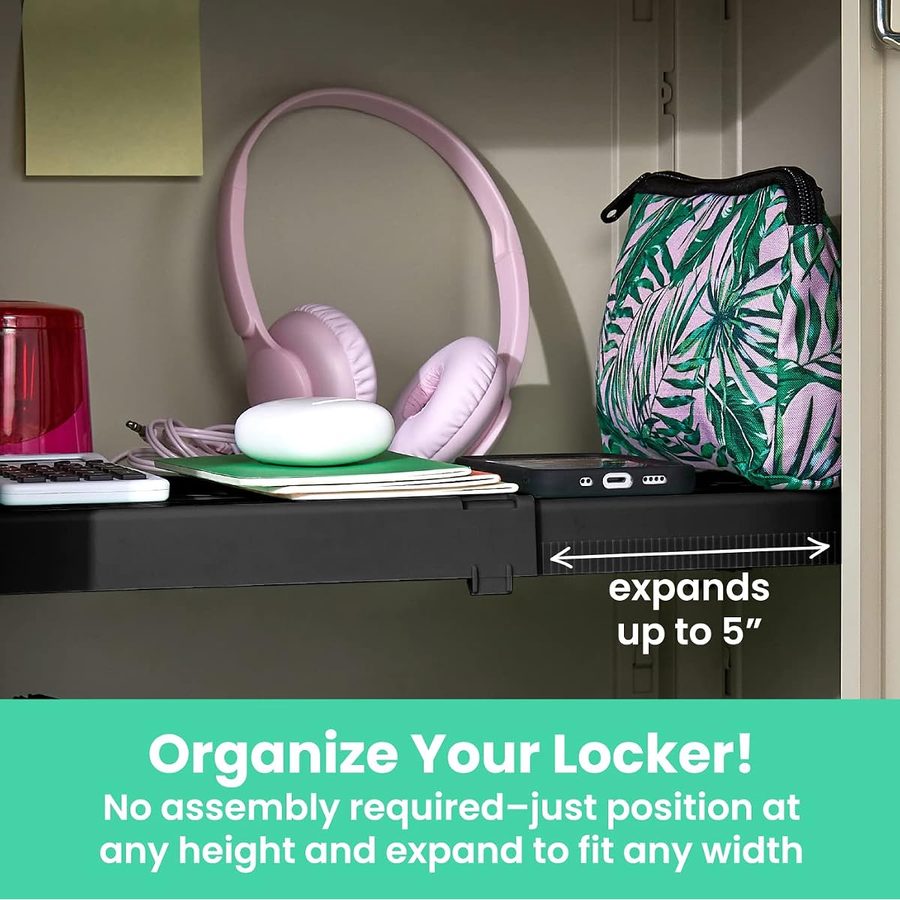 LockerMate Adjust-A-Shelf 6-Piece Locker Accessories Set, Black, angle 5
