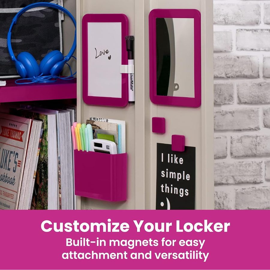 LockerMate Adjust-A-Shelf 6-Piece Locker Accessories Set, Pink, angle 5