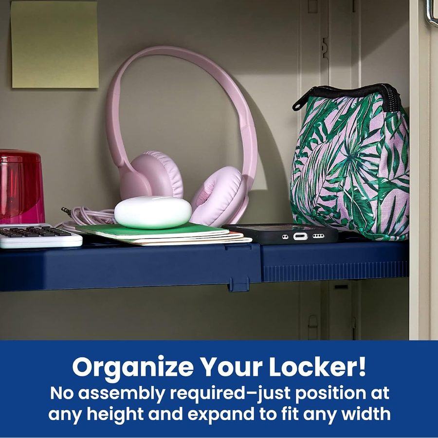 LockerMate Adjust-A-Shelf Locker Shelf, Navy Blue, 2-Pack, angle 4