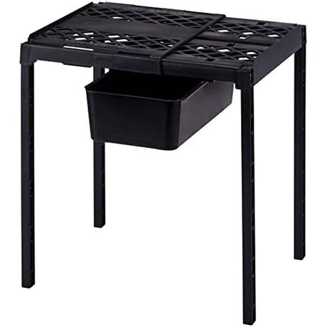 LockerMate Adjust-A-Shelf Locker Shelf with Storage Drawer, Black