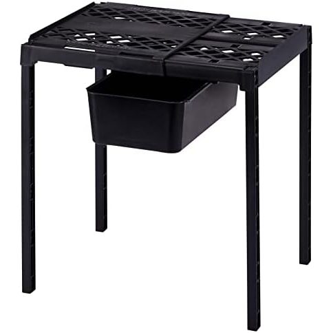 LockerMate Adjust-A-Shelf Locker Shelf with Storage Drawer, Black