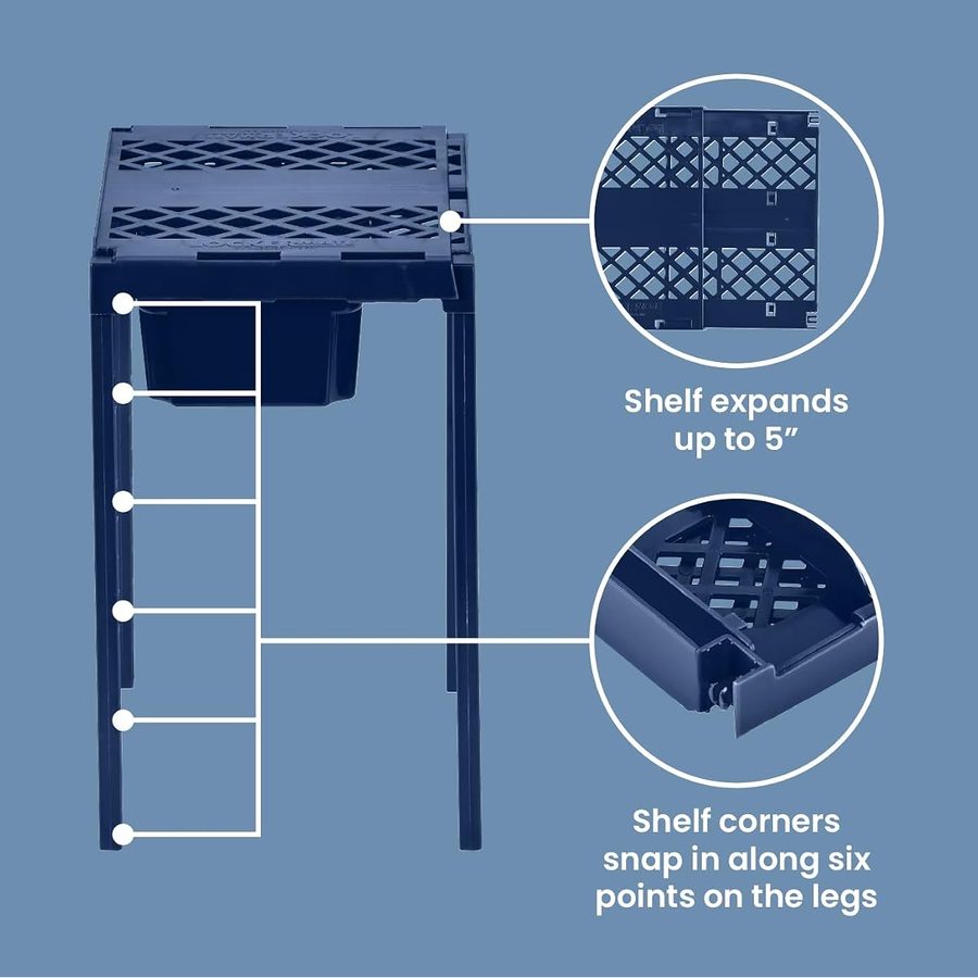 LockerMate Adjust-A-Shelf Locker Shelf with Storage Drawer, Blue, angle 4