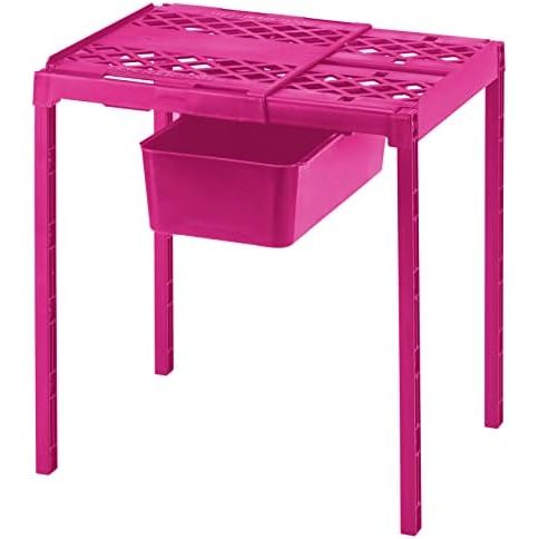 LockerMate Adjust-A-Shelf Locker Shelf with Storage Drawer, Pink