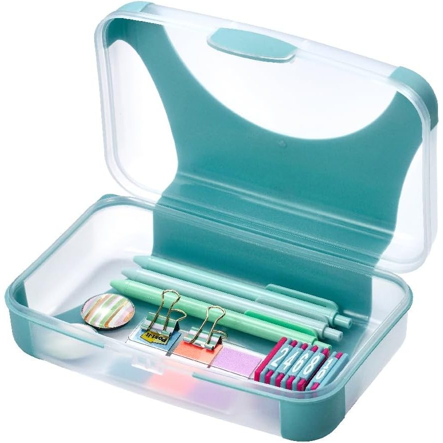 LockerMate by Bostitch Hard Pencil Case, Black and Clear, angle 3
