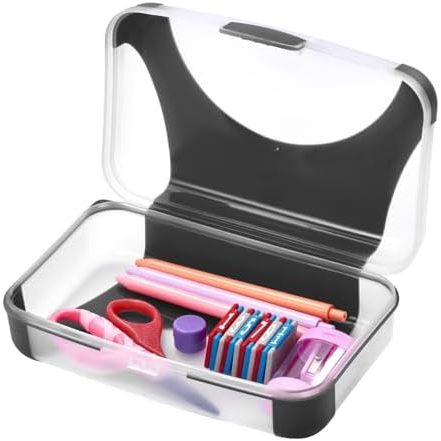 LockerMate by Bostitch Hard Pencil Case, Black and Clear