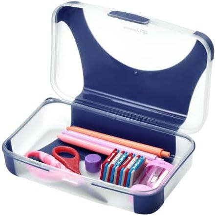 LockerMate by Bostitch Hard Pencil Case, Navy and Clear