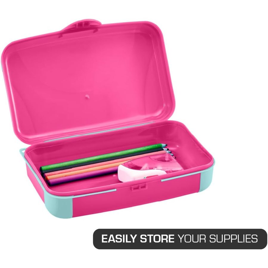 LockerMate by Bostitch Hard Pencil Case, Pink and Blue, angle 4
