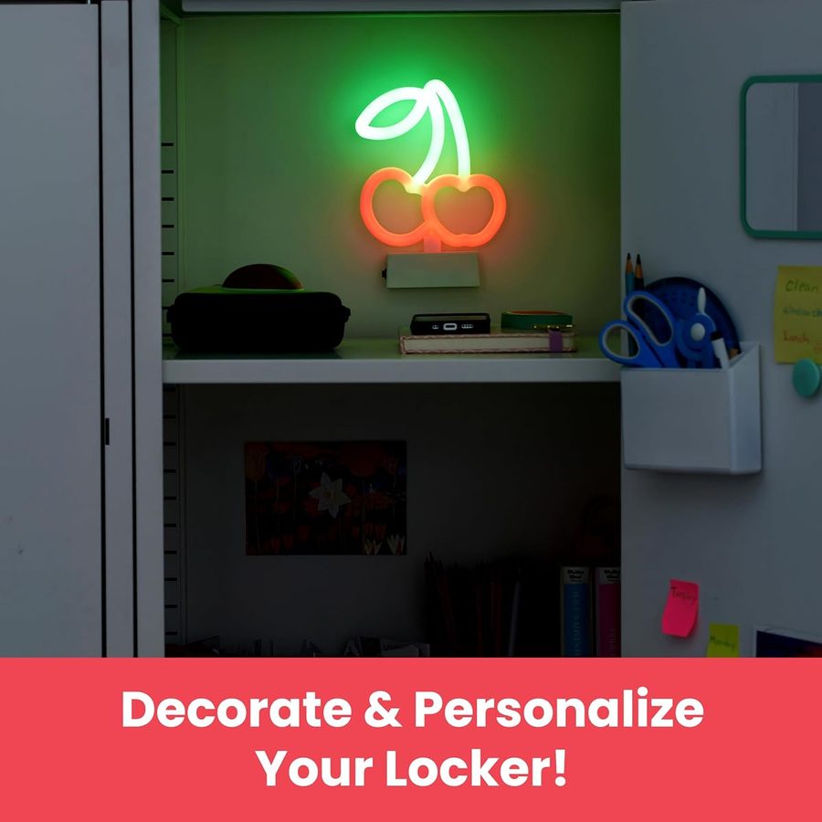 LockerMate by Bostitch Magnetic Cherry Neon LED Light, angle 2