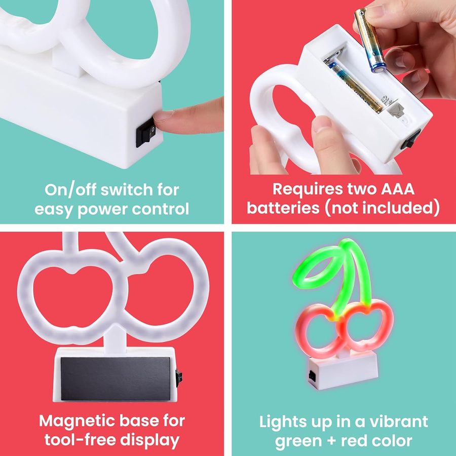 LockerMate by Bostitch Magnetic Cherry Neon LED Light, angle 4