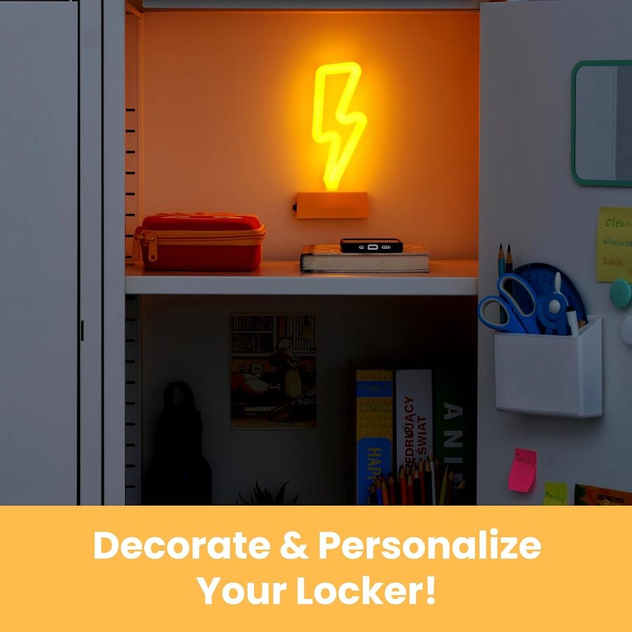 LockerMate by Bostitch Magnetic Lightning Bolt Neon LED Light, angle 2
