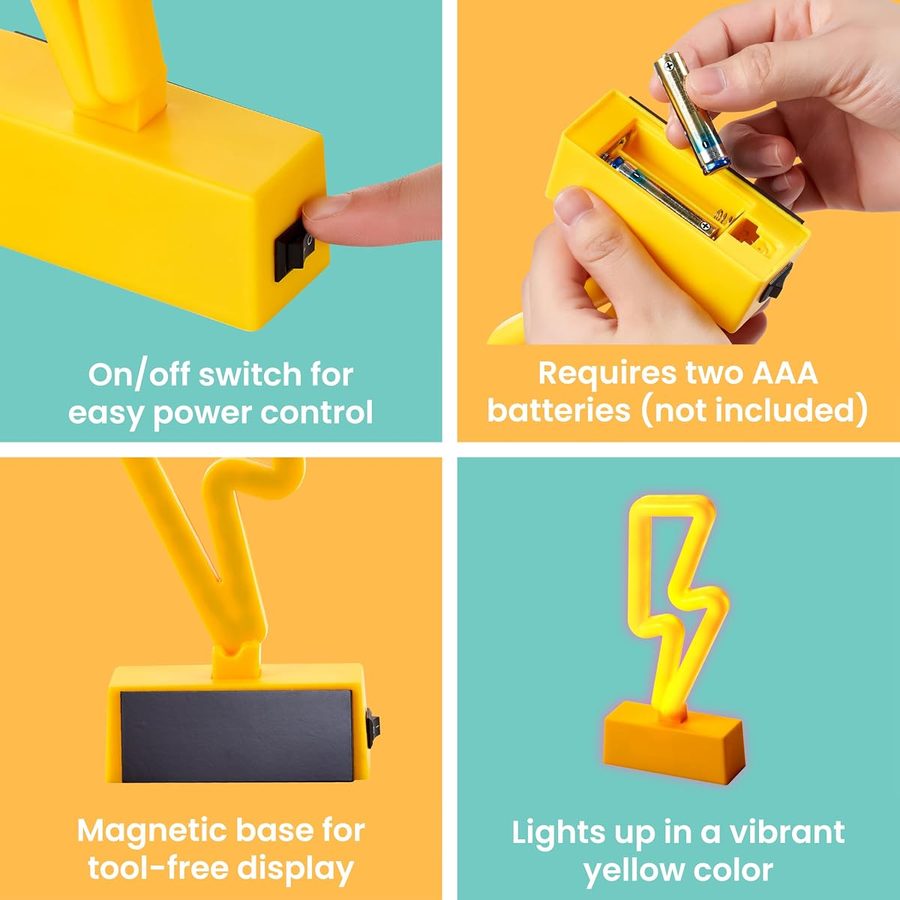 LockerMate by Bostitch Magnetic Lightning Bolt Neon LED Light, angle 4