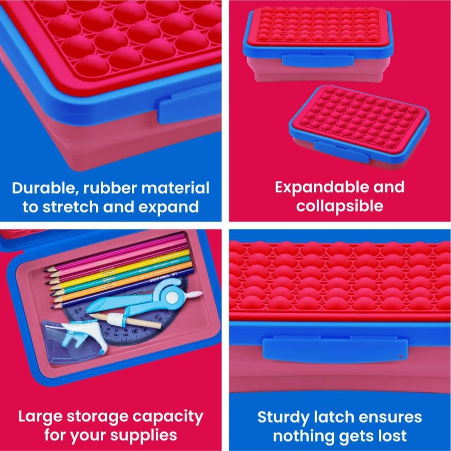 LockerMate by Bostitch Pop-It Flexi Pencil Case, Pink and Purple, angle 4
