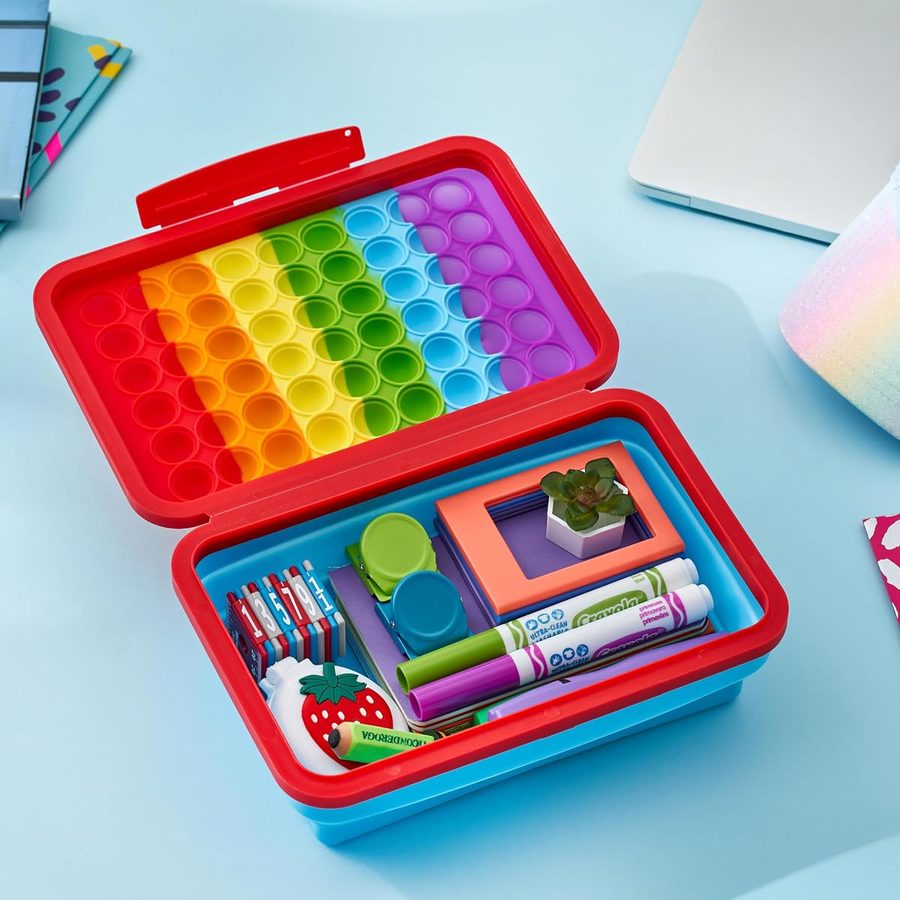 LockerMate by Bostitch Pop-It Flexi Storage Pencil Box, Rainbow, angle 2