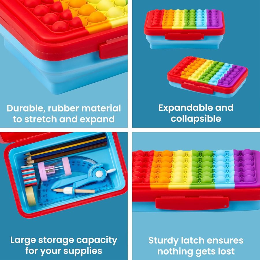 LockerMate by Bostitch Pop-It Flexi Storage Pencil Box, Rainbow, angle 4