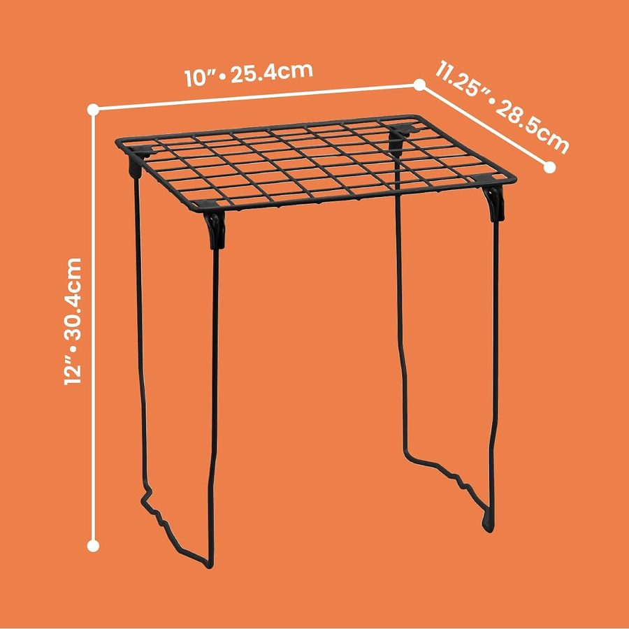 LockerMate Stac-A-Shelf Stackable Locker Shelf, Extra Tall, Black, angle 3