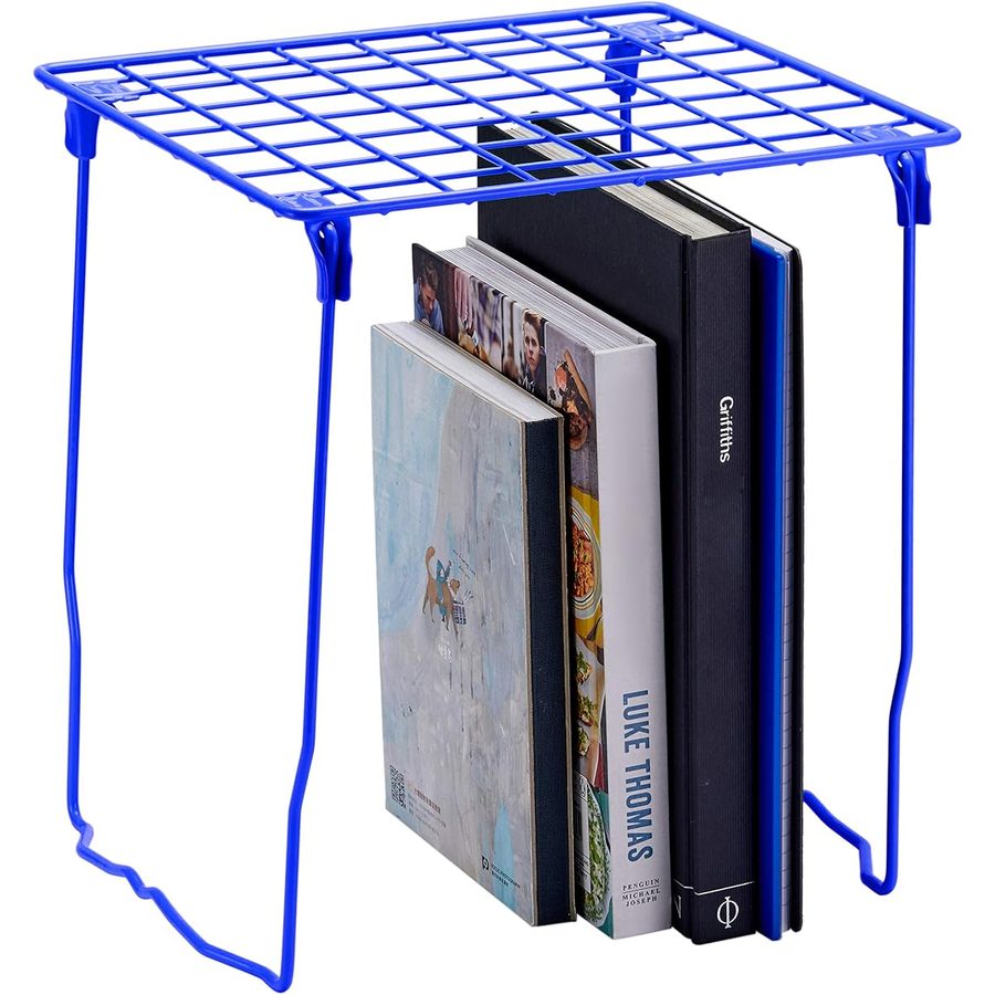 LockerMate Stac-A-Shelf Stackable Locker Shelf, Extra Tall, Blue, angle 4