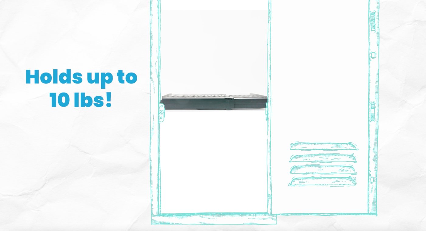 LockerMate Adjust-A-Shelf holds up to 10 lbs